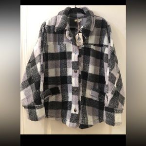 NWT EASEL SHACKET JACKET PLAID GRAY M/L